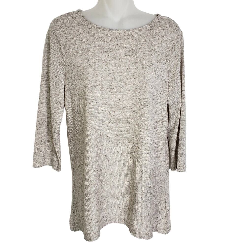 Chicos Womens Top Size 0 Small 4 Summer Scoop Seam Tunic Linen Blend 3/4 Sleeve